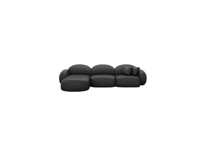 4-Sitzer Design Echtleder Ecksofa „Varello“ Echtleder Schwarz BLOOMINGLOFT Collection
