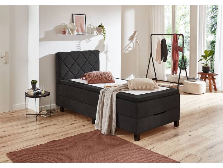 Boxbett Sizuka 100 x 200cm Mischgewebe Schwarz/Schwarz
