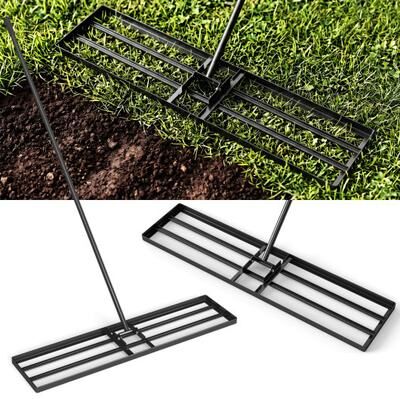 Costway 42 x 10 Inch Lawn Leveling Rake with Ergonomic Handle-Black