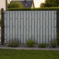 Sichtschutzstreifen Einstabmattenzaun Maschendrahtzaun vertikal grau mit Klemmschienen