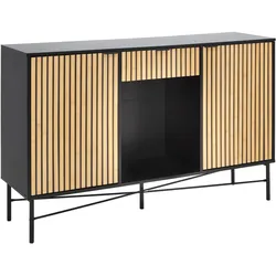 Sideboard Madrid Natur/Schwarz Echtholz