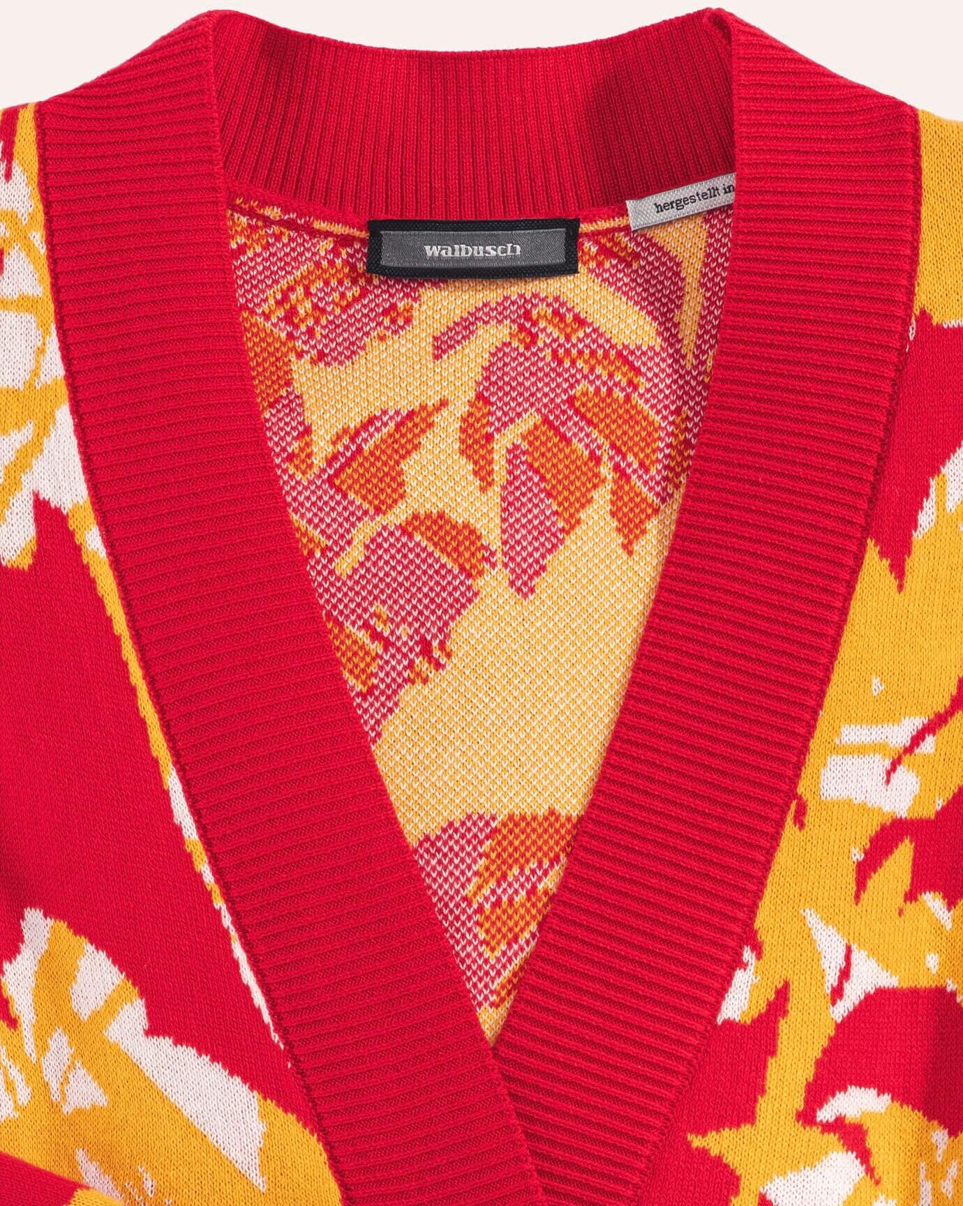Walbusch Jacquard Cardigan, normale Größen, Farbe Rot, 42, aus Baumwolle aufwendiger Jacquardstrick Damen