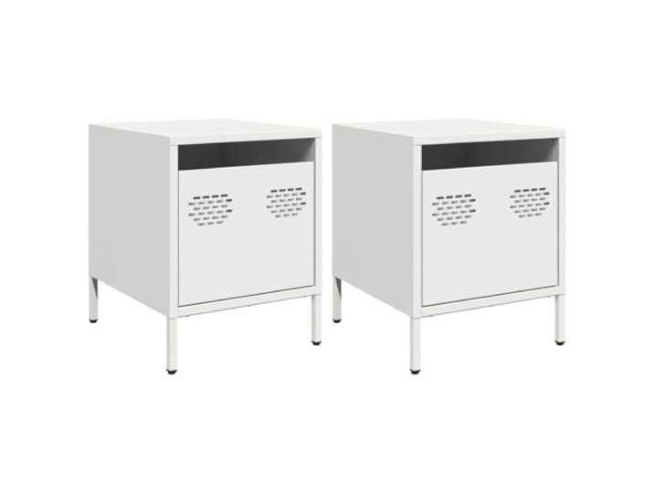 Coespram Nachttisch 2er Set Weiß 35x39x43,5 cm Metall Nachtschrank Kompakte Ablage im Schlafzimmer: Robuste Bauweise aus Kaltbandstahl mit Schublade für geordnete Alltagsdinge.