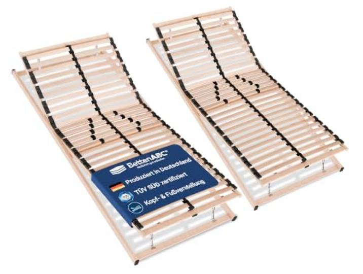 BettenABC - Max1 Lattenrost - 180x200cm - individuelle Kopf- & Fußteilverstellung sowie Härtegradverstellung - Lieferung per Spedition - hergestellt aus Schicht- & Buchenholz in Deutschland