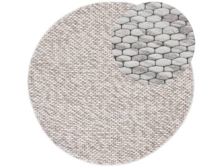 Wollteppich CARPETFINE Sina , braun (hellbraun), H:14mm Ø:80cm, Wolle, Teppiche, Wollteppich, grobe Struktur, Zeitloses Design, reine Wolle, Wohnzimmer