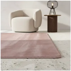 Kurzflorteppich Waschbar ISAR, einfarbig, aus Polyester, Rosa, Ø 160 cm