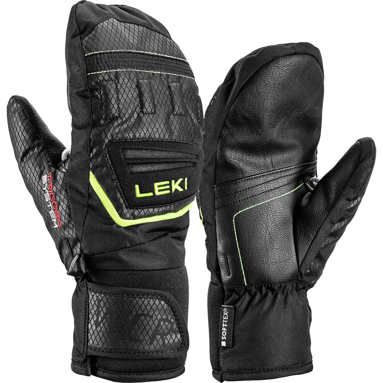 Leki Kinder Fäustling WCR TEAM 3D black/ice lemon - 5,0