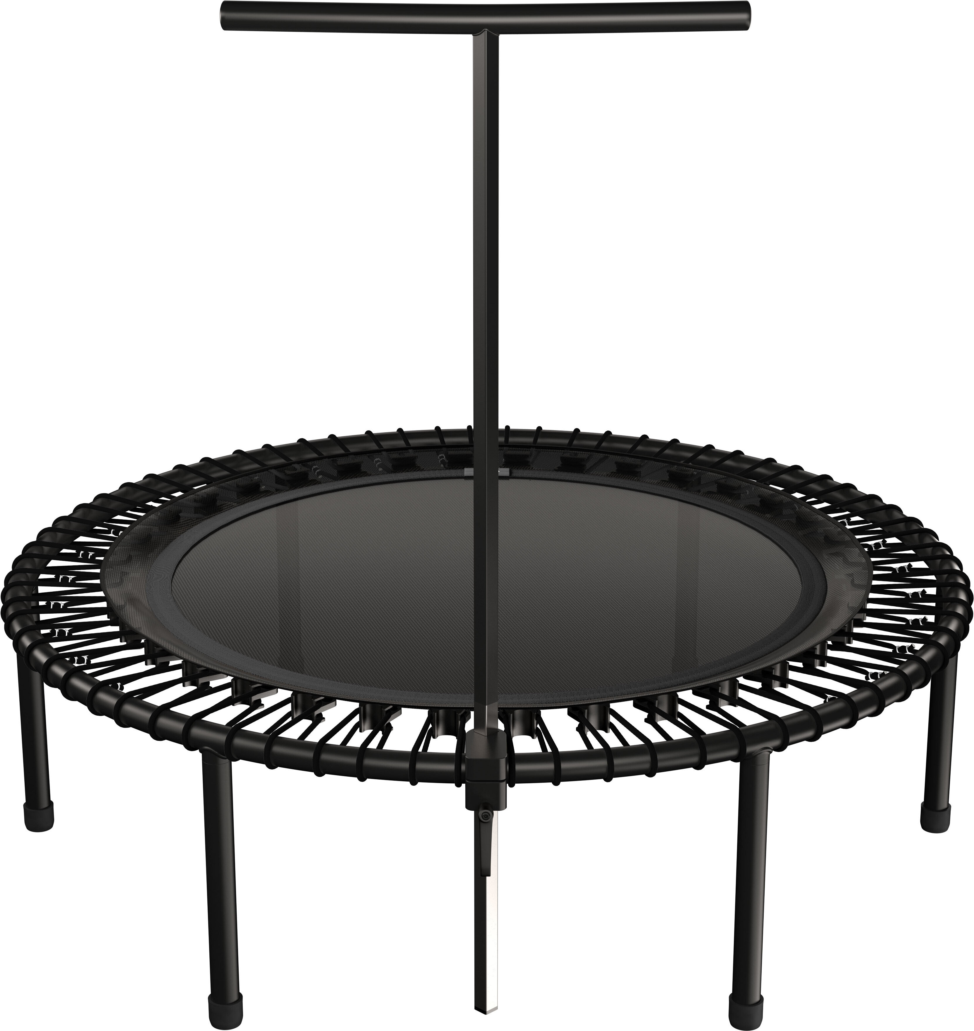 bellicon Fitness Trampolin 112cm (Schwarz) mit Seilring-Federung bis 90kg (Medium) | Praktische Klappbeine & T-Stange| Dreiteiliger Rahmen | Germany