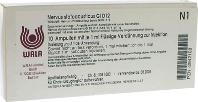 WALA Heilmittel GmbH NERVUS STATOACUSTICUS GL D 12 Ampullen 10X1 ml 02942108