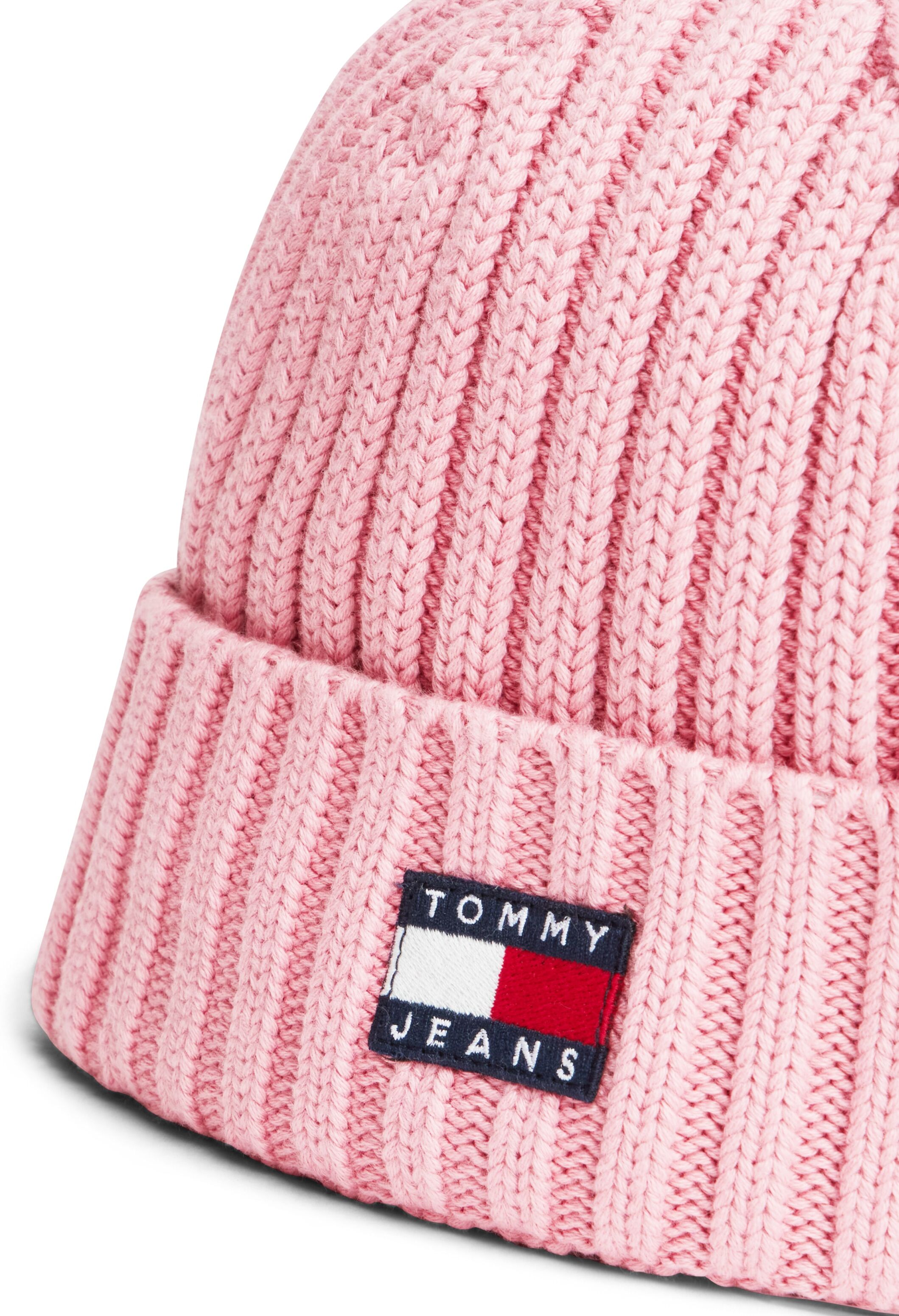 Beanie TOMMY JEANS "TJW HERITAGE CORE", rosa (pale primrose), Strick, Baumwolle, Mützen Beanie pale primrose Einheitsgröße