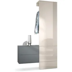 GARDEROBE Carlton Paneel in Sandgrau Hochglanz