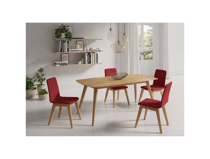 Polsterstuhl Nami 2er-Set 44 x 88 x 55cm Rot/Braun/Antikrot Buche Hell