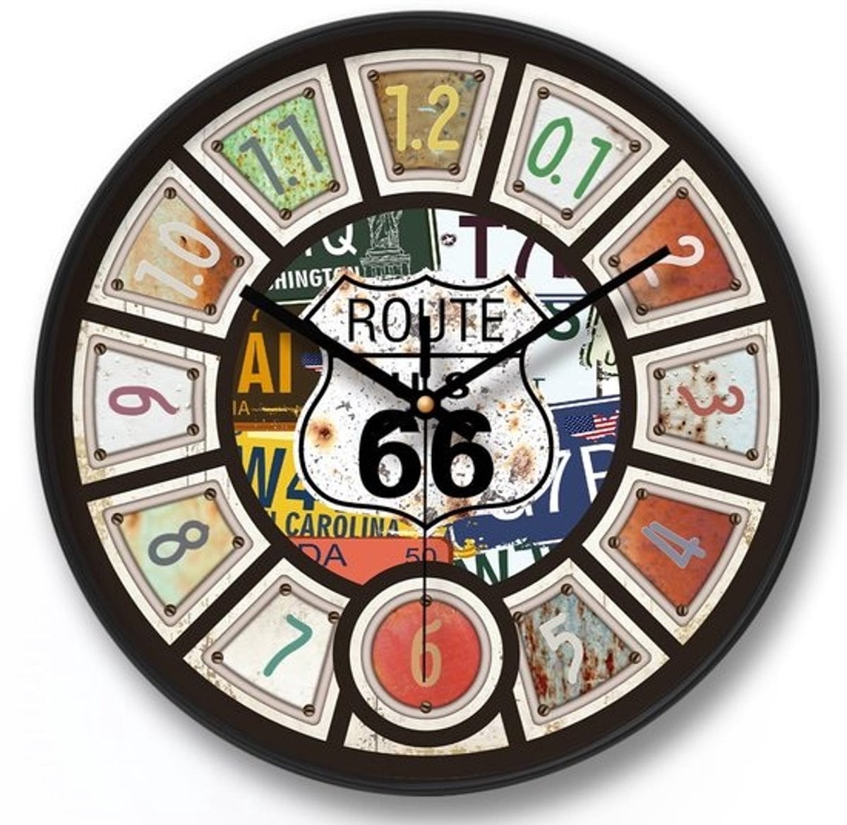 Retro Wandklok Route 66 Design - Stille Tikvrije Amerikaanse Wandklok - 30 cm