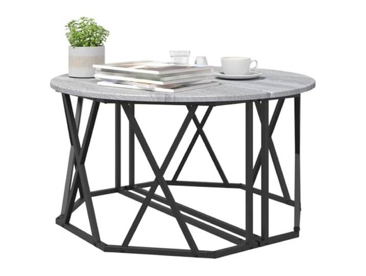 KTHLBRH Runder Beistelltisch Grau Sonoma 80 x 80 x 42 cm Engineered wood and steel, durable matte surface, compact modern design, easy to clean