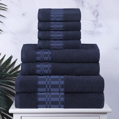 Superior Larissa Cotton Embroidered Geometric Border 8-Piece Towel Set