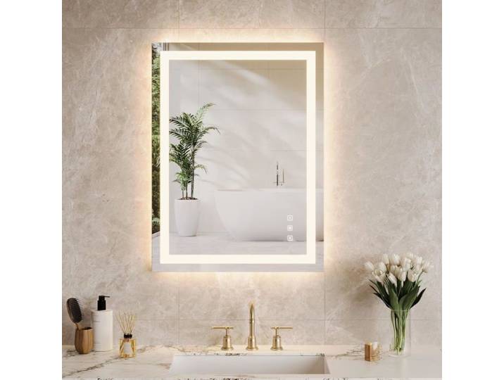 Miroir de salle de bain à LED - LUNSY - 50x70 cm - Commandes tactiles - Trois températures de couleur