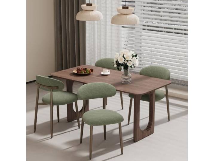 MALOL Esszimmerstühle 4er Set, Gepolsterte Stühle Esszimmer, Küchenstühle, Esstisch Stühle mit geschwungener Rückenlehne & Metallfüßen, Moderne Stoffstühle für Küche, Wohnzimmer und Gastronomie, Grün