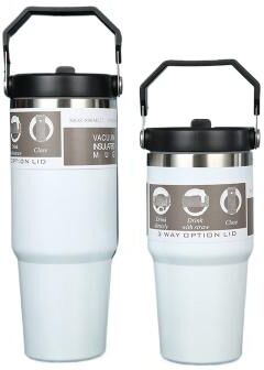 Cozy Casa Charm Stainless Steel Thermos Bottle Insulated Water Bottle For Car Travel white 600ml
