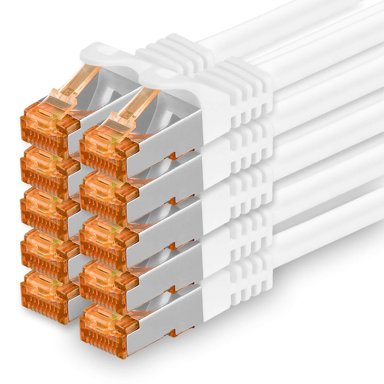 1aTTack.de Cat.7 netwerkkabel Gigabit Ethernet LAN-kabel, wit, 1,5 meter, 10 stuks