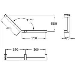 Winkelgriff Serie Cavere aus Alu., Anthrazit-Metallic 95, 350x316 mm, 135°, linke Ausführung