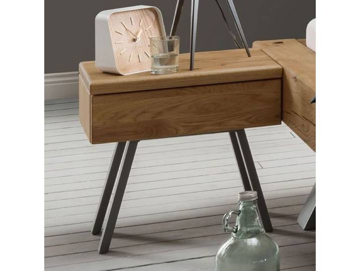 Nachttisch Rune Wildeiche Massivholz H 40cm H:40cm/B:45cm/T:33cm industrial