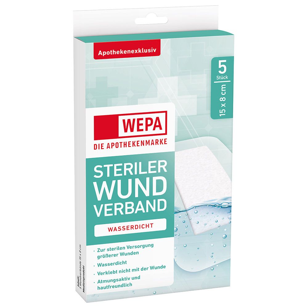 Wepa Wundverband wasserdicht 8x15 cm steril 5 St Pflaster