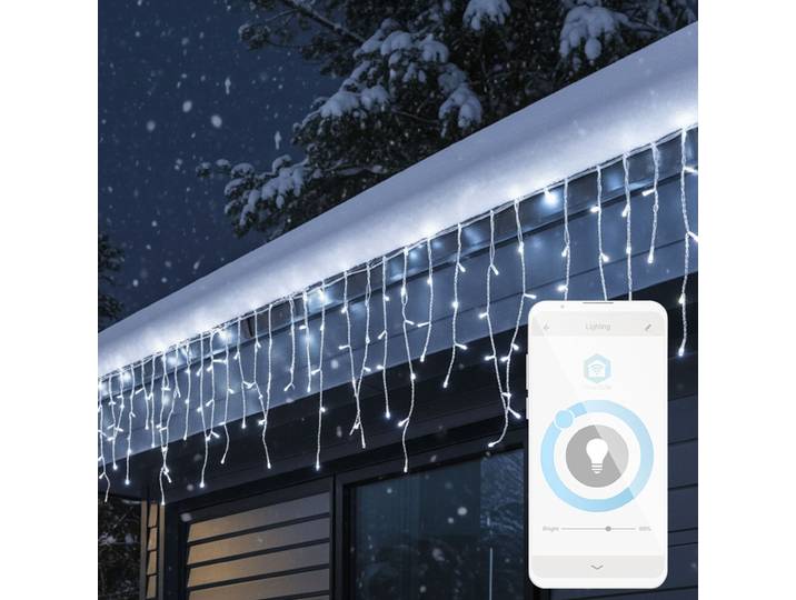 WLAN-Smart-Eisregen Lichterkette, 400 LEDs, kaltweiss, IP65, 8 m