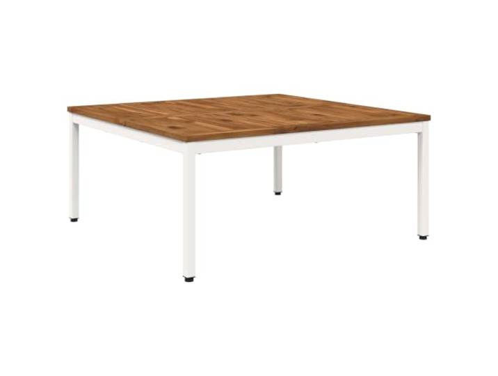 Couchtisch aus Massivholz Akazie 100 x 100,5 x 45 cm Stahlbeine, rechteckige Tischplatte für Wohnzimmer, Garten, Terrasse und Balkon, pflegeleicht