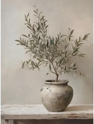 Uplift Picks Vintage Olive Tree And Lemon Canvas Poster Botanical Wall Art Print 09 20x25 Cm