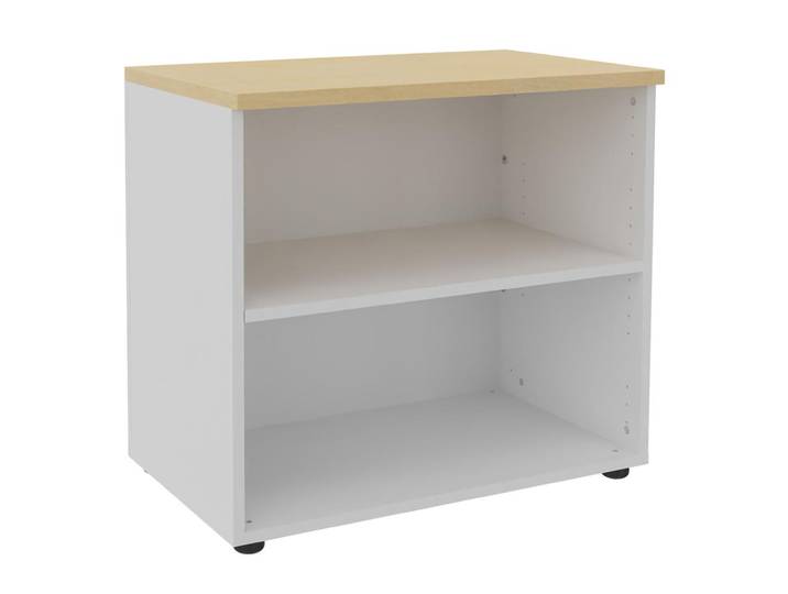Meuble bas ACTIVITY - L.80 x H.72 cm - Sans porte - Corps Blanc - Top Hêtre
