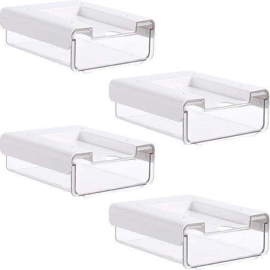 Unyqoos 4-delige set zelfklevende lade-organizers voor onder het bureau, verborgen opbergboxen voor kantoor, school en thuis