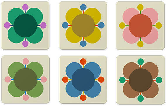 Orla Kiely Atomic Flower Set of 6 Coasters