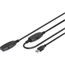 Digitus USB-Kabel USB 3.2 Gen1 USB-A Stecker, USB-A Buchse 15.00 m Schwarz Geschirmt, doppelt geschirmt DA-73106