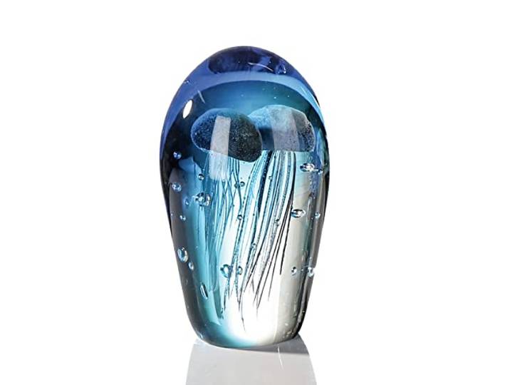 GILDE GLAS Art Sculpture décorative\, Presse-Papier en Verre - méduses - soufflé à la Bouche - Hauteur 20 cm - Poids : env. 3\,5 kg