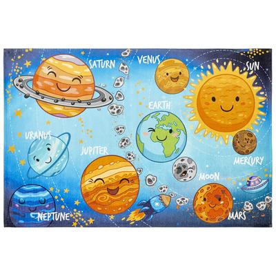 Kinderteppich KAYOOM "Sympathy Kids 240", bunt (multi), B:80cm H:5mm L:120cm, Polyester, Teppiche, Kinderteppich, Kurzflor, Modernes Muster, Fußbodenheizungsgeeignet