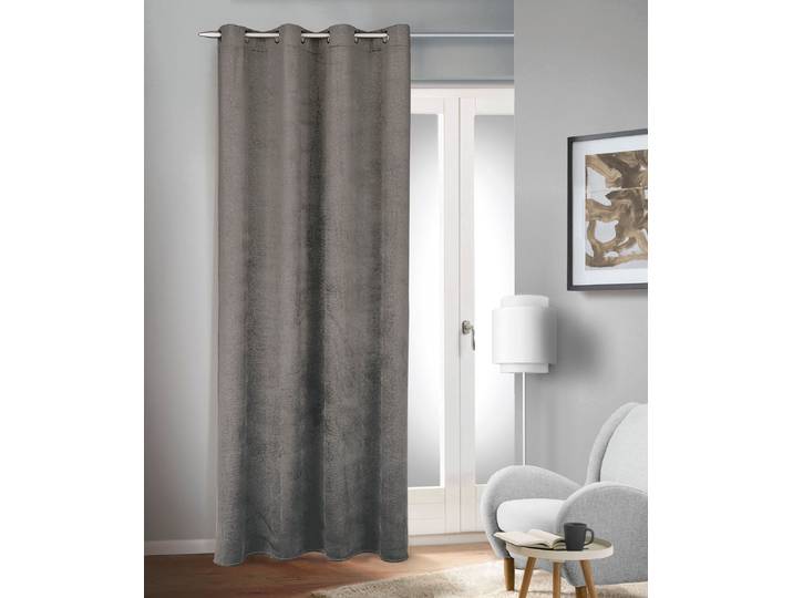 Vorhang HOMING Stromboli Gr. 1, grau (dunkelgrau), B:135cm H:245cm, Polyester, Gardinen, Vorhang, Fertigschal
