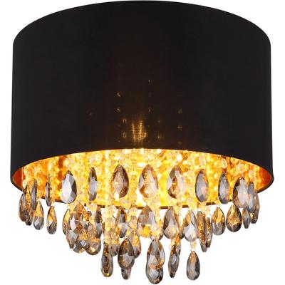 GLOBO LIGHTING Deckenleuchte "COLETTA", schwarz, 1 Stk., Leuchten, Deckenlampe/goldfarben/Glaskristalle/rauchfarben/elegant, Deckenleuchte