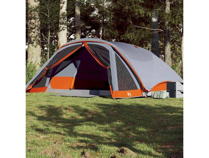 Tente familiale grise imperméable pour 6 personnes, tente de camping occultante, imperméable et coupe-vent pour festivals, randonnées, camping, pêche