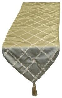 "Violet Linen Diamond Damask, Green, 13 Inch by 90 Inch, Decorative Table Runners - 13"" X 90"""