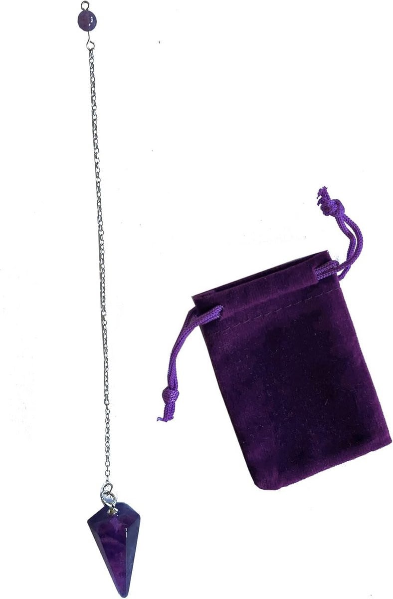 Natuursteen Amethist Hanger Zeshoekig voor Radiesthesie en Meditatie