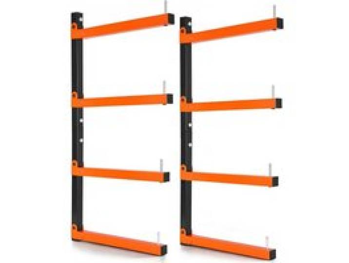 VEVOR 2x Kragarmregal mit 4 Ebenen Faltbares Holzlagerregal 50kg Pro Etage, Metallregal zur Wandmontage für Werkstatt Lager Garage & Keller, aus Kohlenstoffstahl, mit Höhenverstellbaren Klapparmen