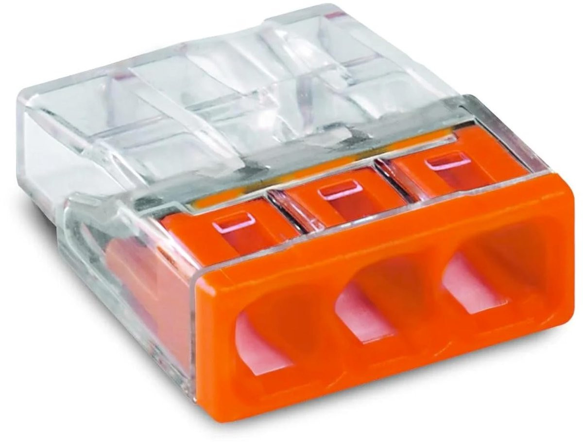 WAGO Lasklem 3-poorts Compact Transparante Verbindingsdoos voor 2,5mm Vierkante Draad