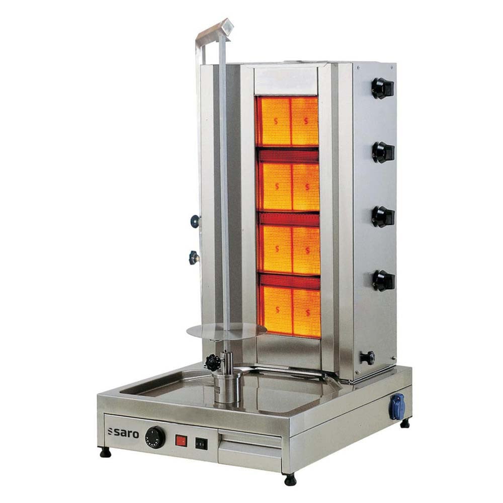 Saro Tilla 4 gasgrill voor döner kebab en gyros met 4 branders