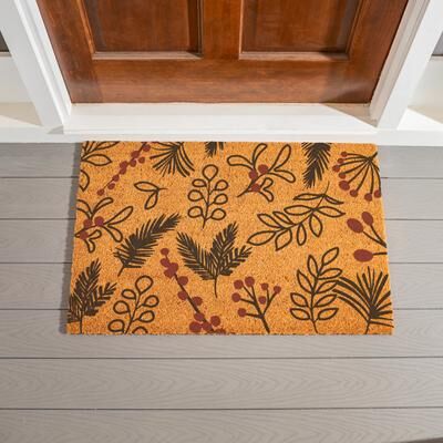 Evergreen "Festive Foliage Coir Door Mat - 36"" x 24"""