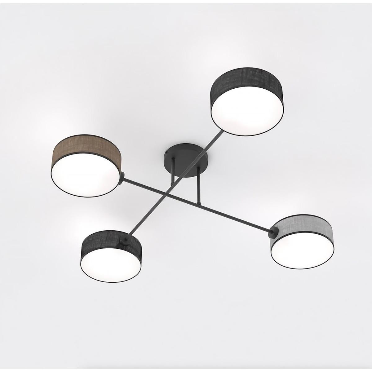 Kendra Home Hanglamp Maga met vier armen van staal en stof
