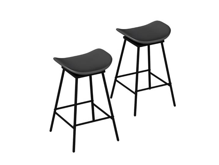 COSTWAY Tabourets de Bar Pivotants Lot de 2 Tabouret de Selle Rembourré en Similicuir pour Salle à Manger et Bar à Domicile Noir