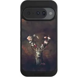 Nivocase Hülle für Google Pixel 10 Handyhülle NIVOcore Case Schwarz Blumen Rehe Rentier (Google Pixel 10), Smartphone Hülle, Schwarz