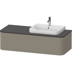 Duravit Happy D.2 Plus Konsolenwaschtischunterbau wandhängend, 1300x550mm, 1 Auszug, für Aufsatzbecken Position rechts, HP4942R9292, Farbe: Steingrau Seidenmatt Lack