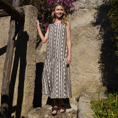 Ärmelloses Ready to Go Midikleid in Petite-Größe, Damen, size: petite, Elfenbein, Nylon/Viskose, by Lands' End