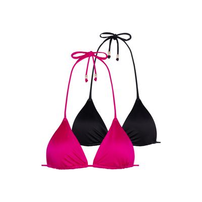 Triangel-Bikini-Top DORINA "Amnesia", Damen, Gr. XS, N-Gr, pink (pink, schwarz), Microfaser, Obermaterial: 51% Polyester, 38% Polyamid, 11% Elasthan, Bikini-Oberteile, Bindebänder mit goldenen Anhängern
